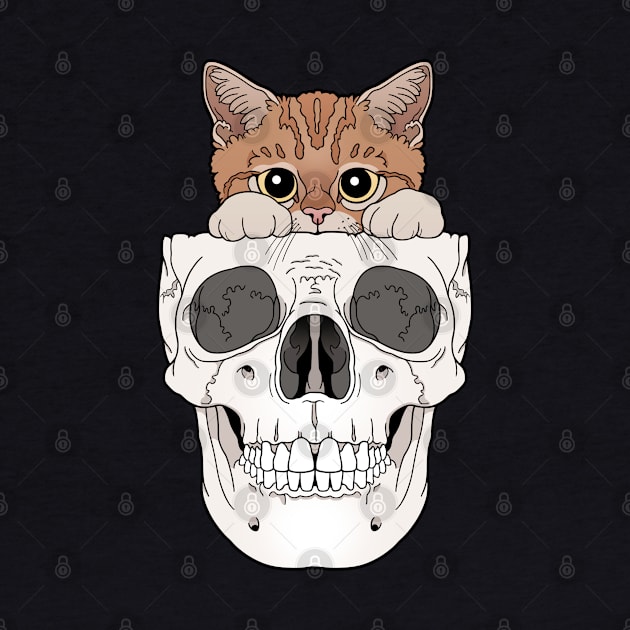 Orange Kitty & Skull by tiina menzel